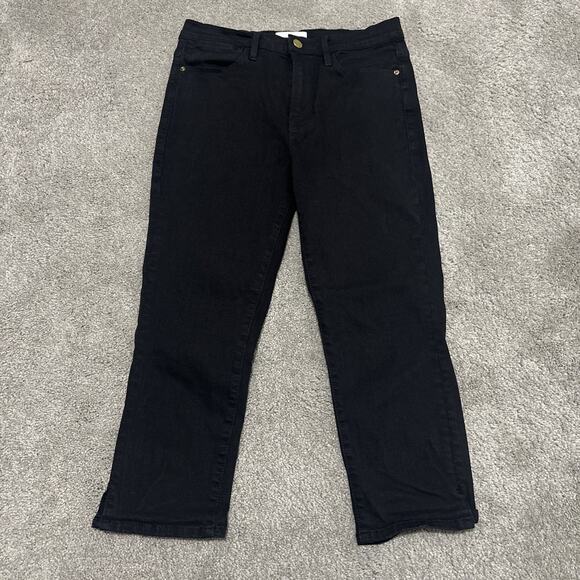 Frame Women's Button Closure Five Pocket Flare Leg Pants Black Size 27 - Picture 1 of 5